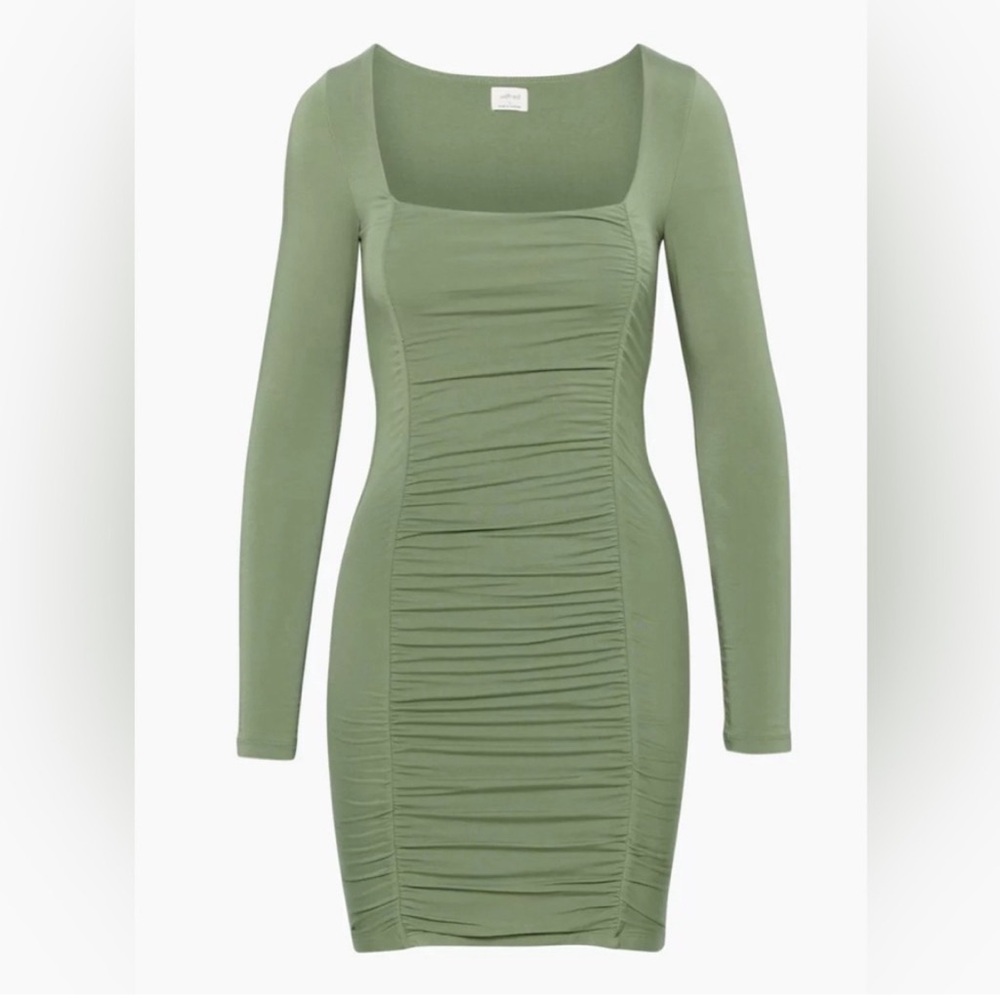 Sage Green Ruched Bodycon dress NWT